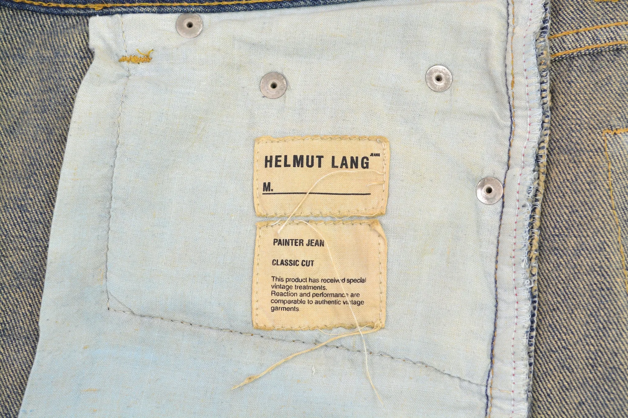 2000 Vintage Sanded Denim Painter Jeans (Dark Wash)