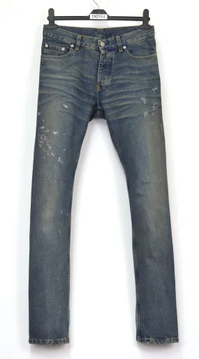 2000 Vintage Sanded Denim Painter Jeans (Dark Wash)