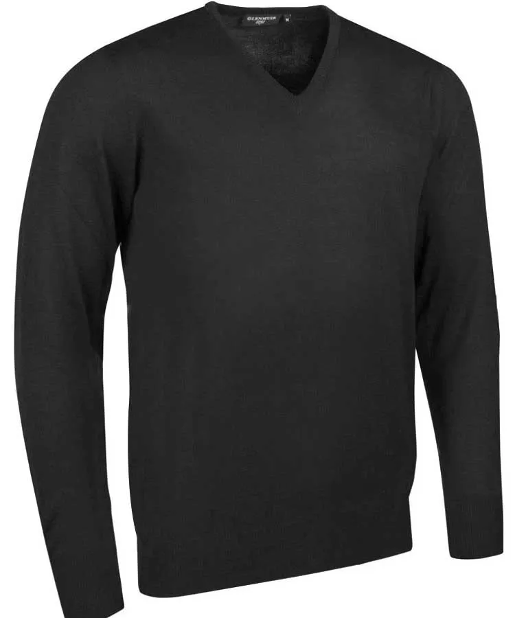 40% OFF GLENMUIR Mens Wilkie V-Neck Sweater - Fine Merino Wool - Charcoal - Size: SMALL & MEDIUM