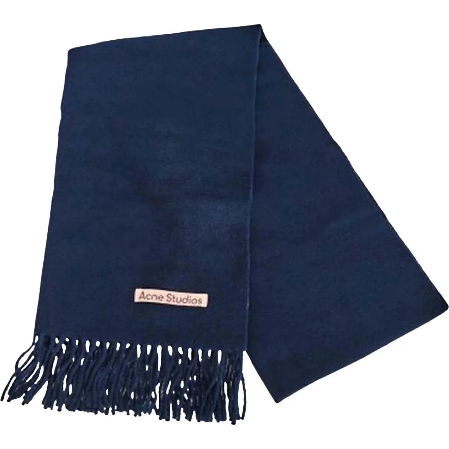 Acne Studios Wool Fringe Scarf, navy blue