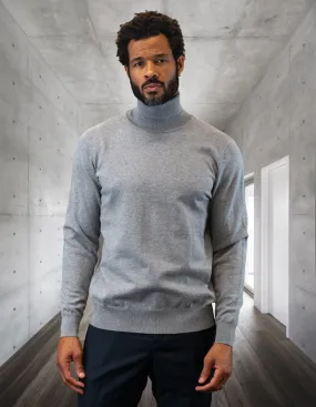 ALL YEAR ROUND MODERN FIT TURTLE NECK SWEATER. WOOL & CASHMERE | GRAY | TNS-100