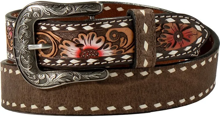 Angel Ranch Women's Floral Tooled Tab Belt