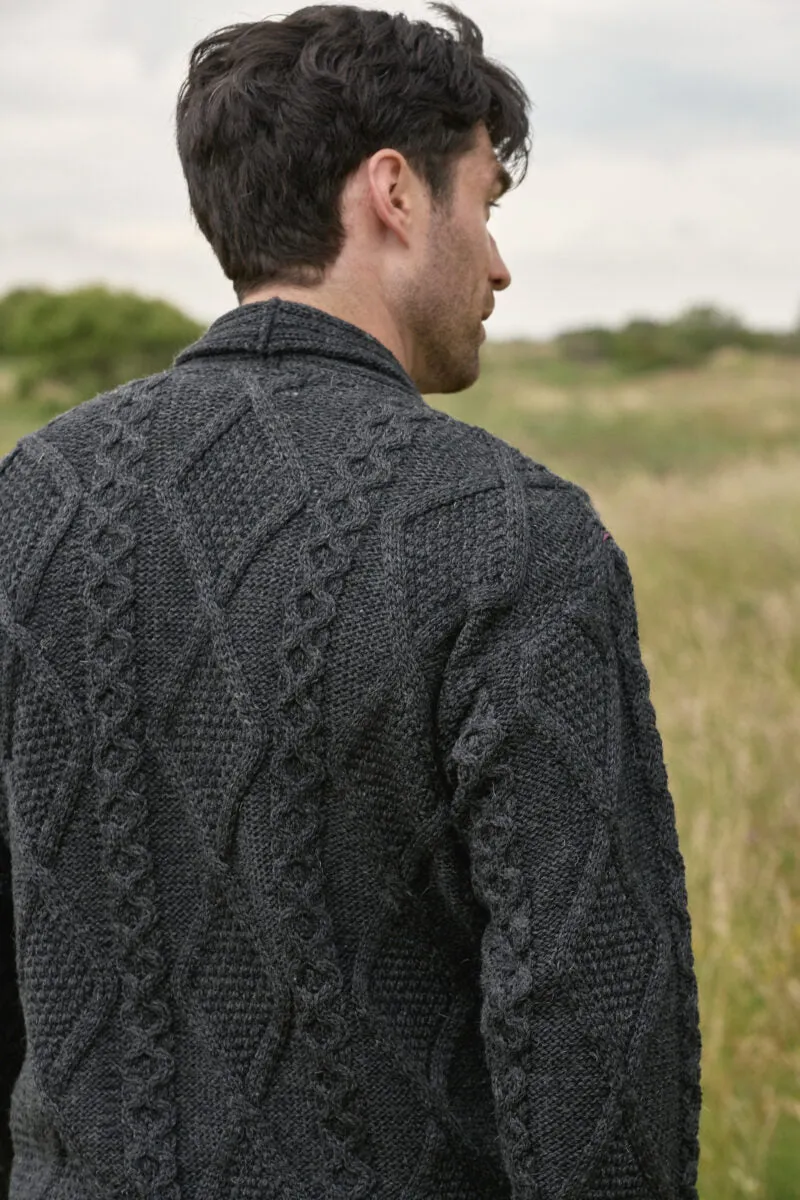 Aran Crafts Button Cardigan | Charcoal