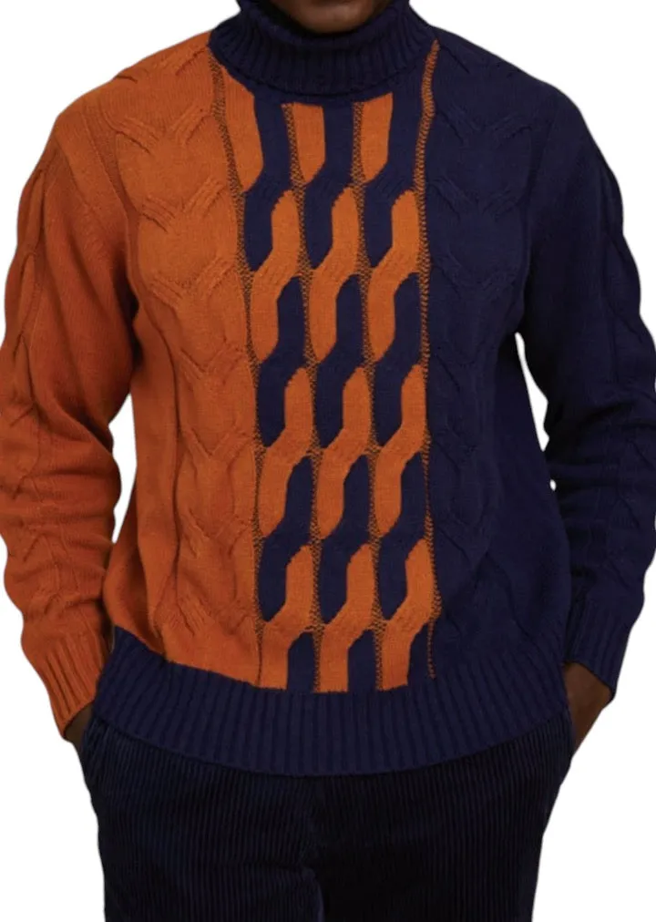 Blue Rust Men's Inserch Cable Knit Turtleneck Regular Fit Style No: SW-303