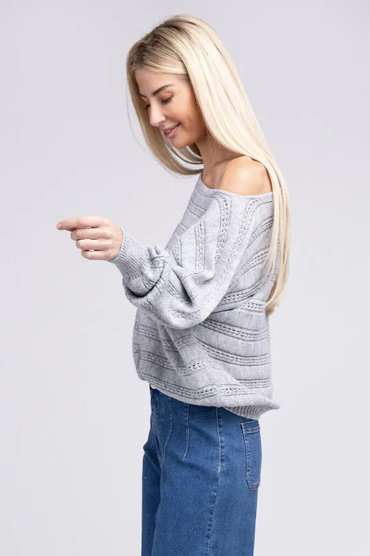 Boat Neck Cable Knit Sweater *Online Only*