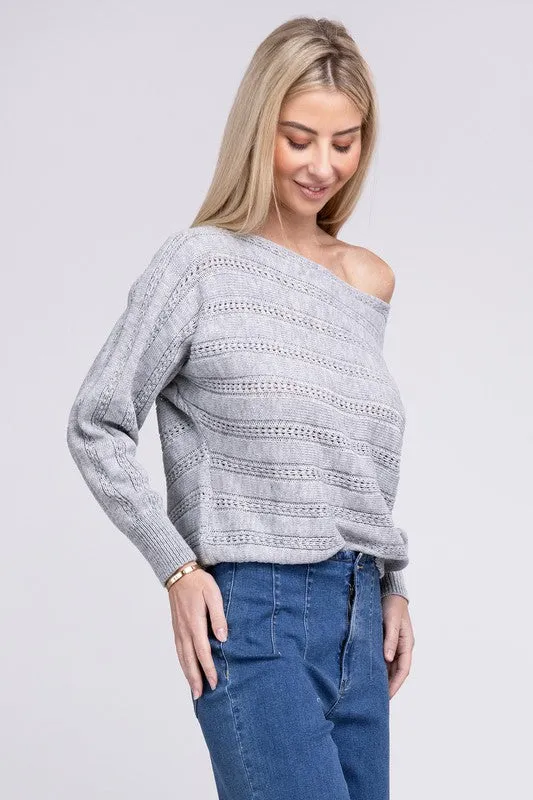 Boat Neck Cable Knit Sweater *Online Only*