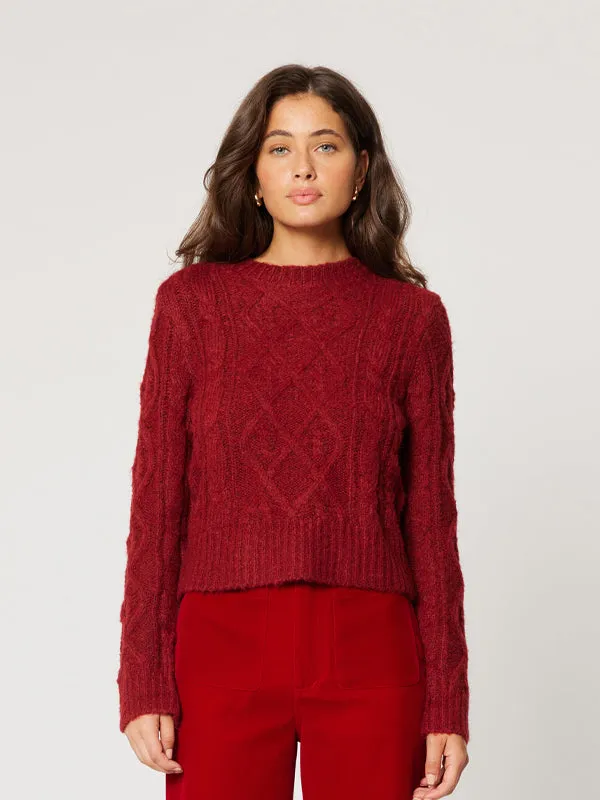 Cable Knit Sweater: Ruby