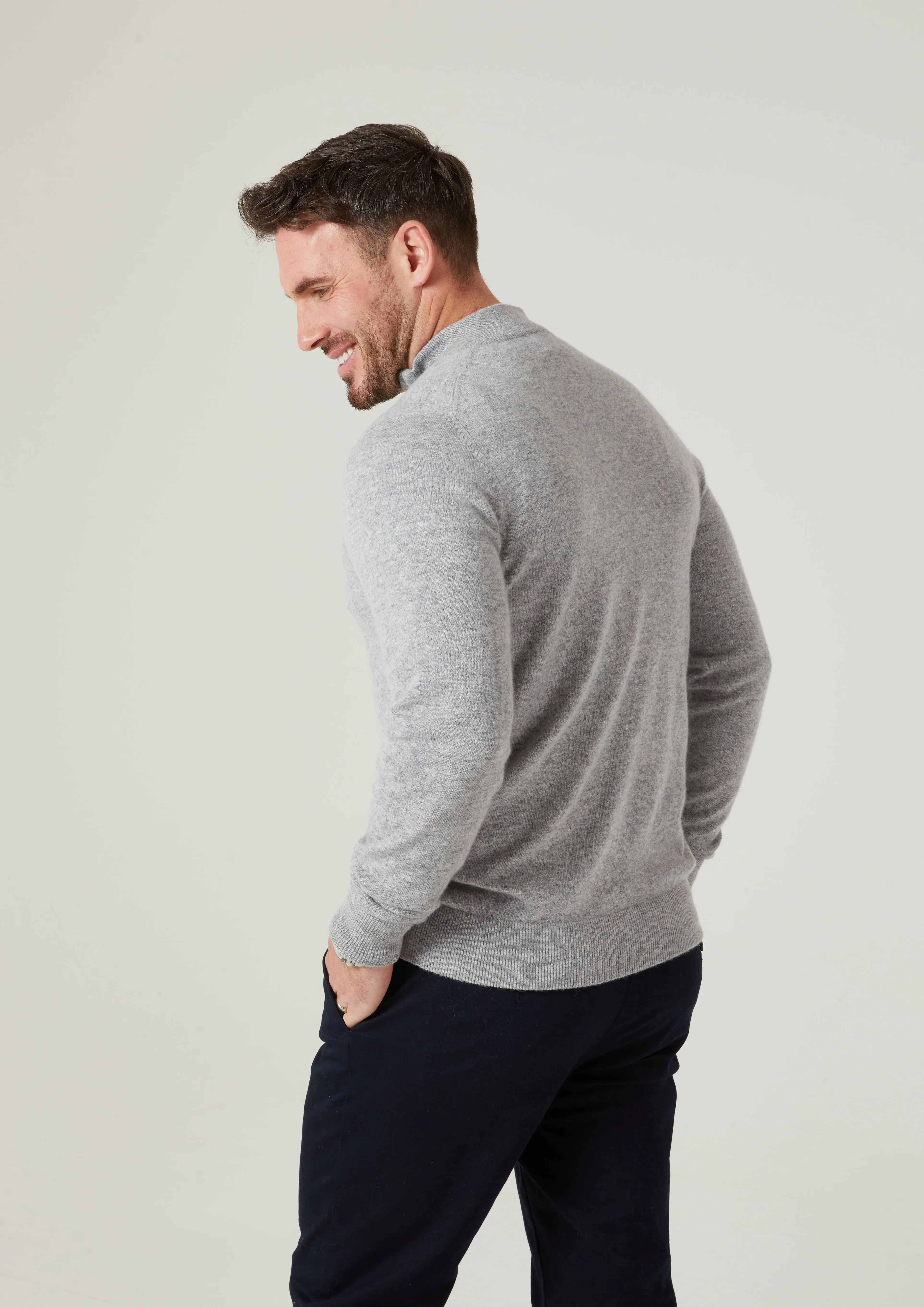 Cairns Geelong Wool 1/4 Zip Jumper in Silver - Regular Fit