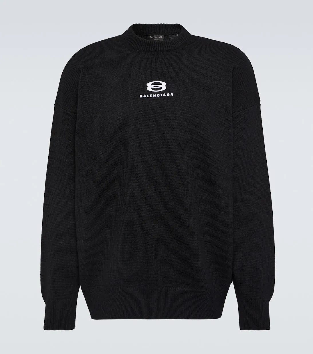 Cashmere and wool sweater with Balenciaga logo, black