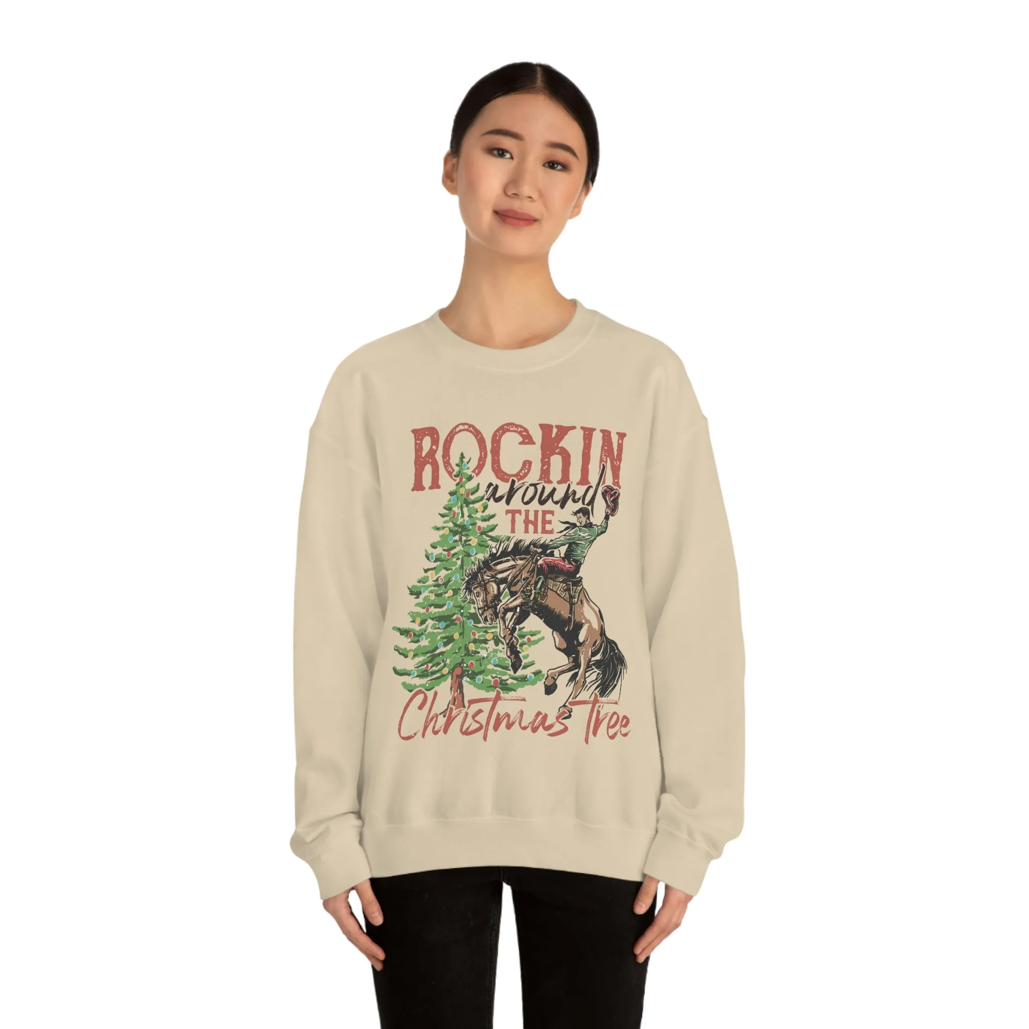 Country Christmas Rockin' around the Christmas Tree Women's Unisex Heavy Blend Crewneck Sweatshirt