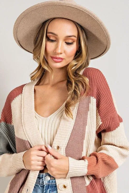 Cozy Knit Cardigan In Rusty Sage