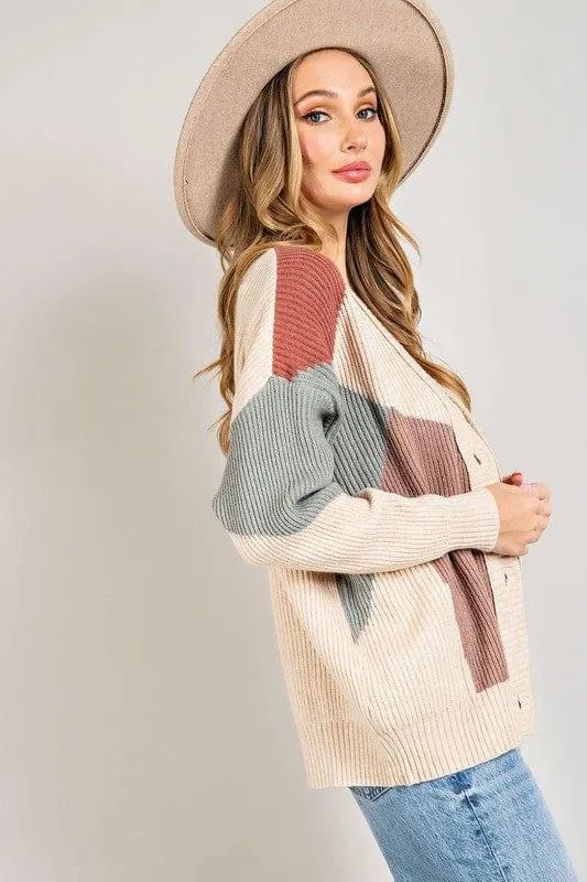 Cozy Knit Cardigan In Rusty Sage