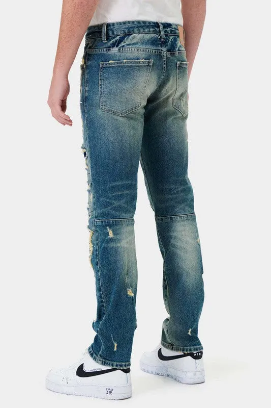 Dark Stone Boro Repair Straight Denim