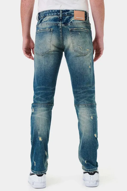 Dark Stone Boro Repair Straight Denim