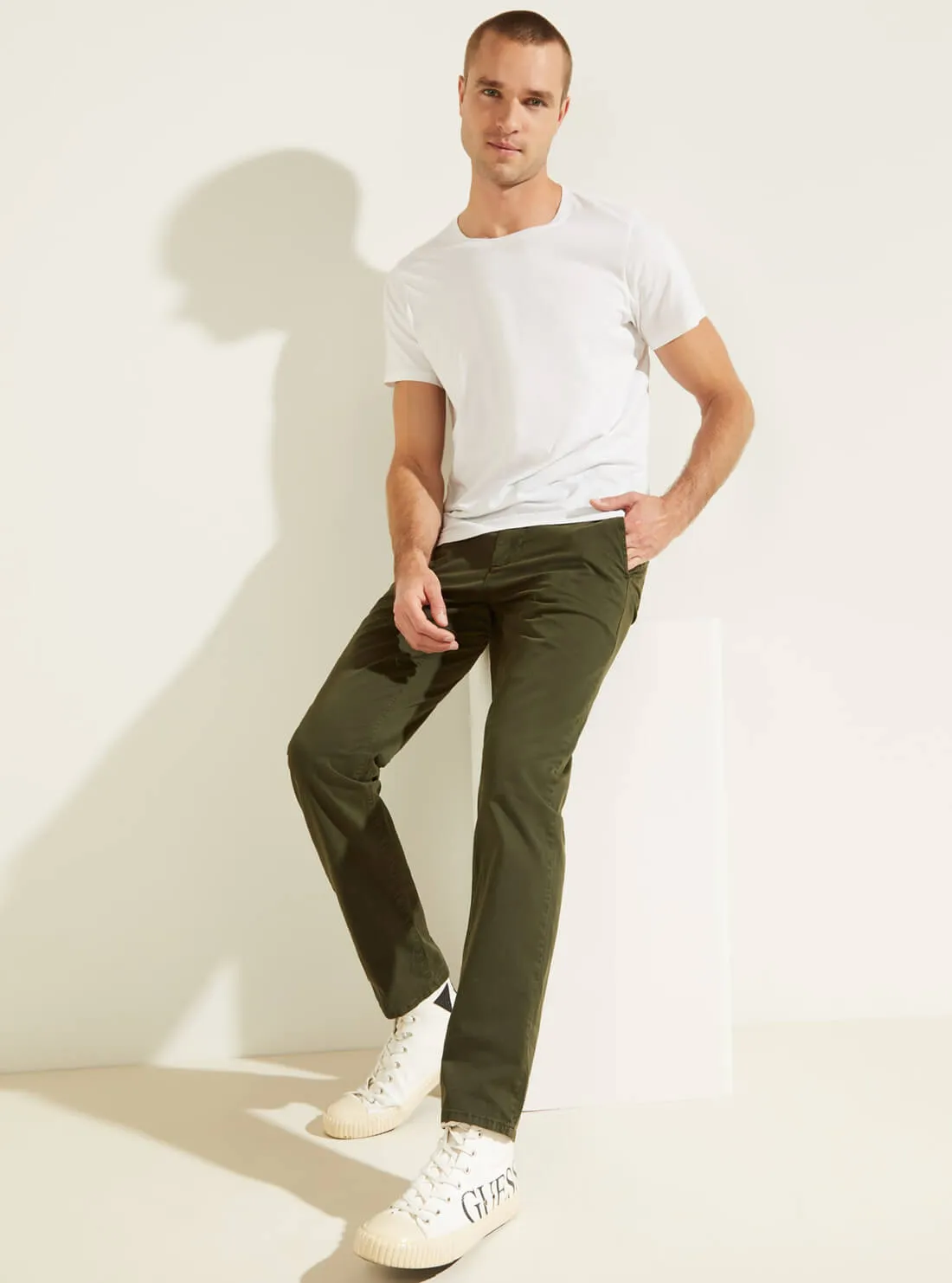 Deep Green Slim Fit Lonita Twill Chino Pants