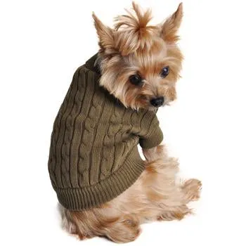 Doggie Designs Combed Cotton Cable Knit Dog Sweater - Herb Green