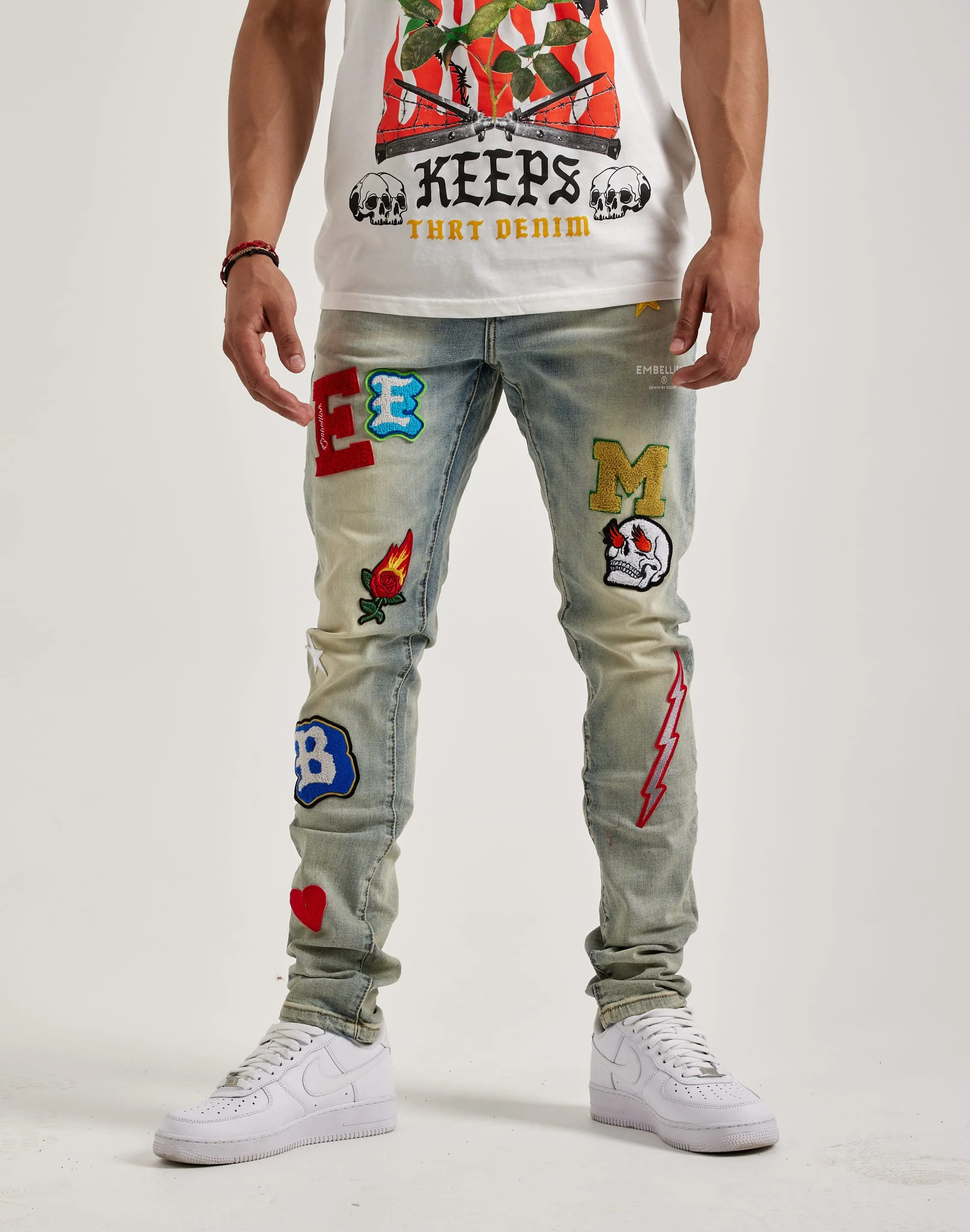 Embellish Nyc Animated Letters Denim Jeans