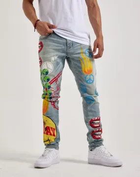 Embellish Nyc Graphic Denim Jeans