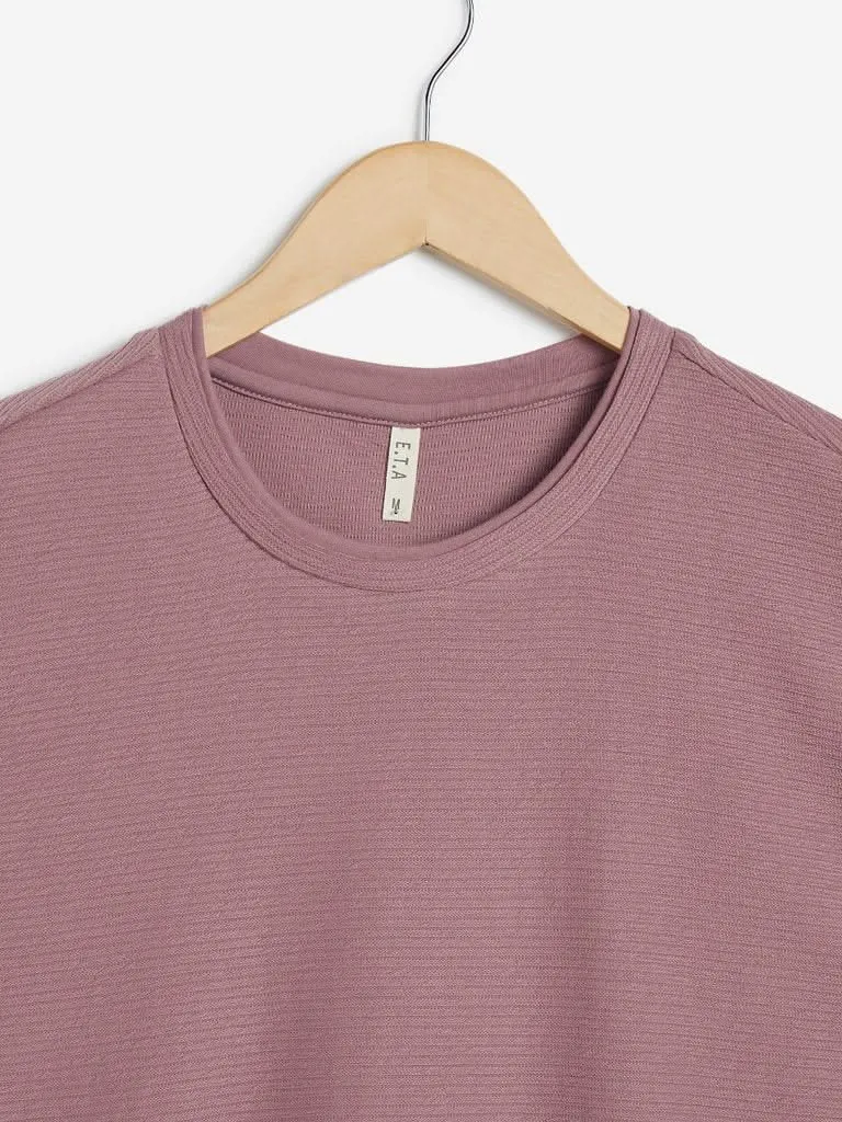 ETA Blush Pink Slim-Fit Self-Textured T-Shirt