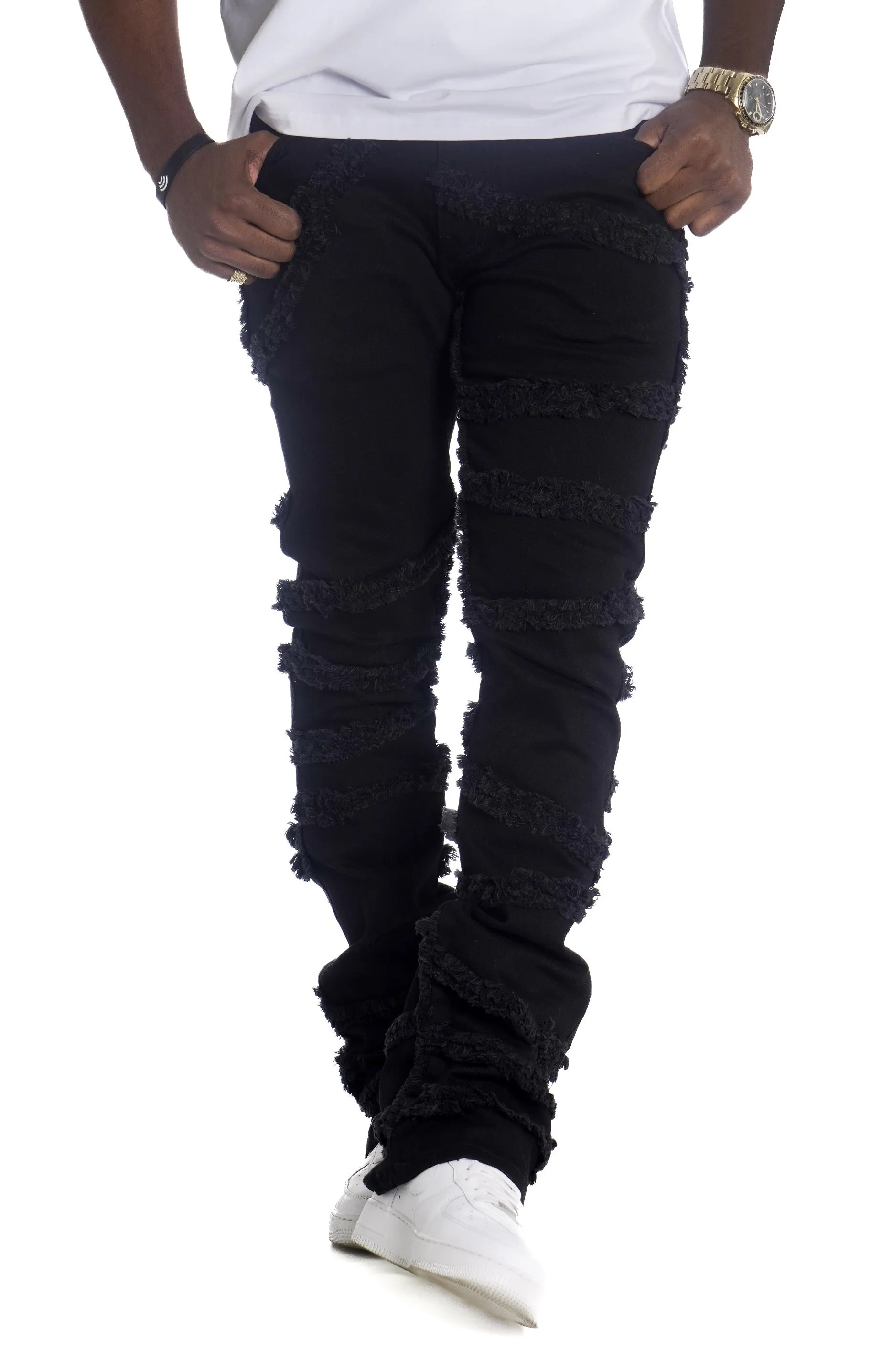 F1705 Leon 36" Stack Jeans - Black