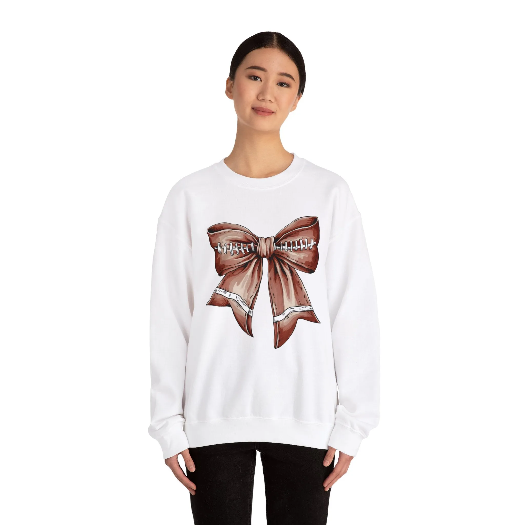 Football Bow Unisex Heavy Blend™ Crewneck Sweatshirt