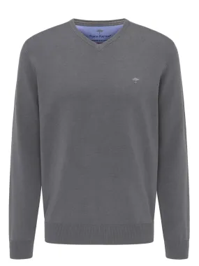 FYNCH HATTON V-Neck Sweater - Men's Fine Knit – Steel