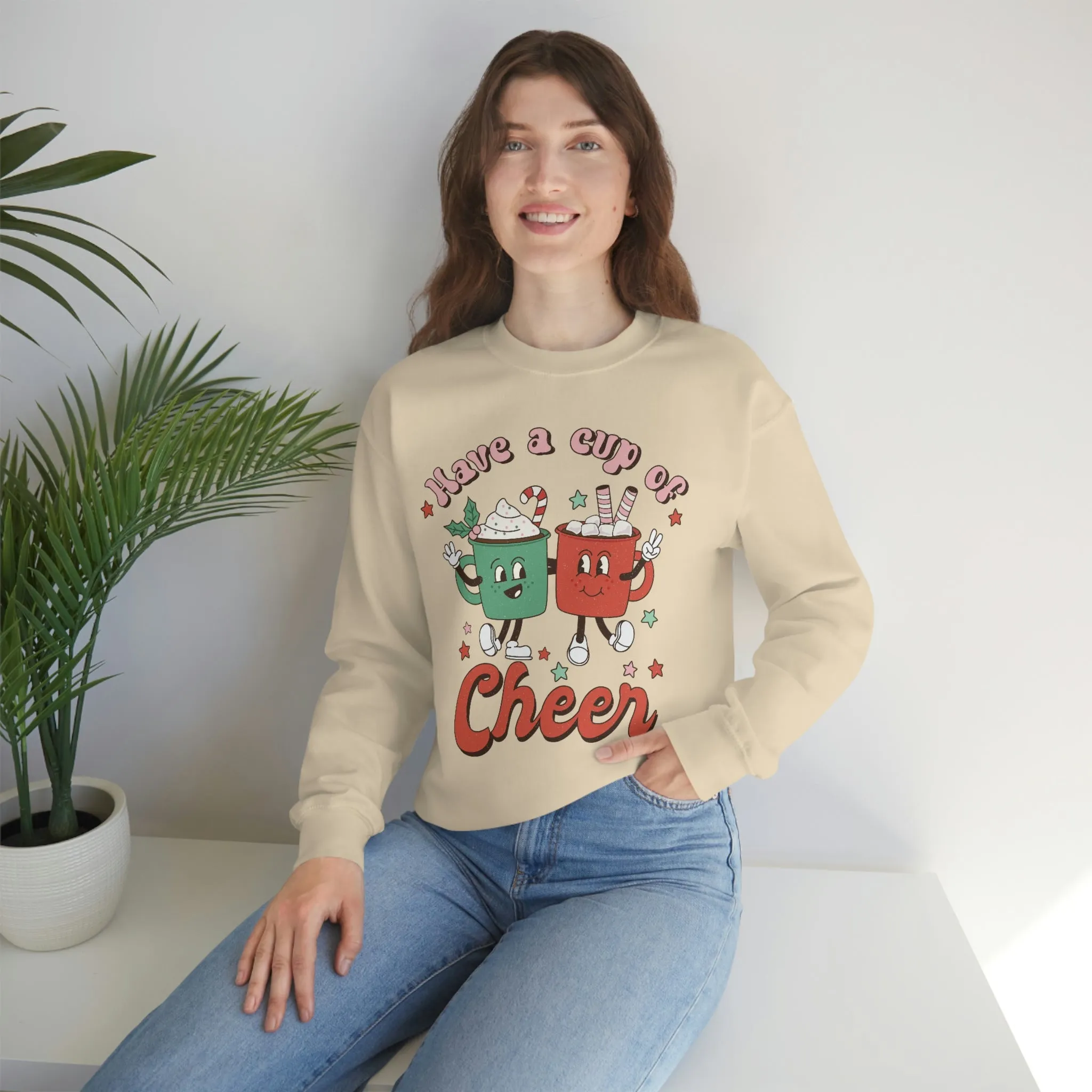 Have a Cup of Cheer Retro Christmas Shirt Unisex Heavy Blend Crewneck Sweatshirt