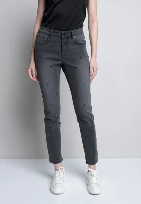 Heart Embellished Full-Length Jeans