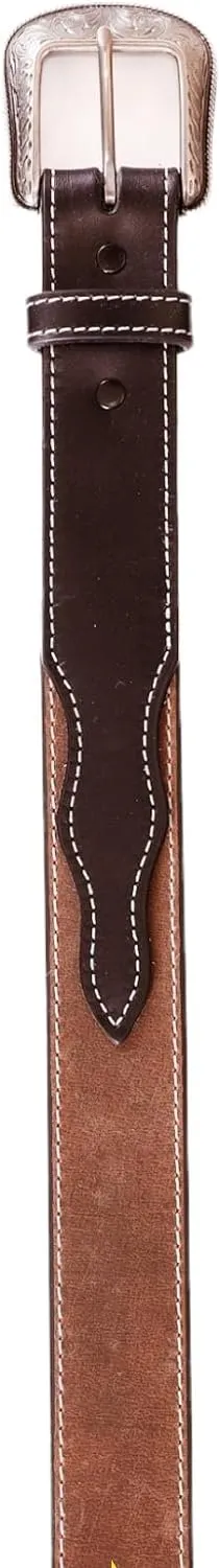 Heritage Leathers USA Geniune Leather Overlay Western Belt, Black/Brown