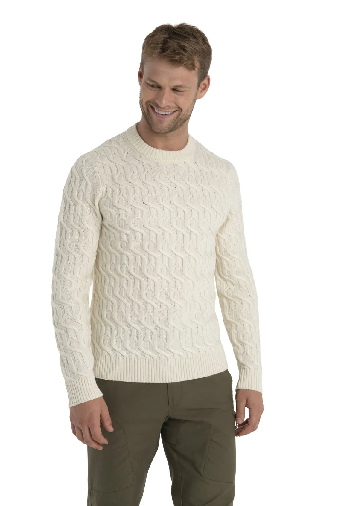 Icebreaker Merino Cable Knit Crewe Sweater (Men's) Undyed