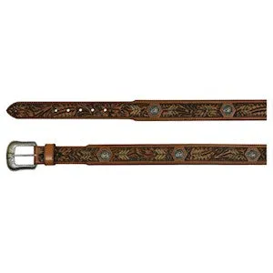 JP WEST MEN'S BELT TOOLED WITH RAWHIDE 21993BE7