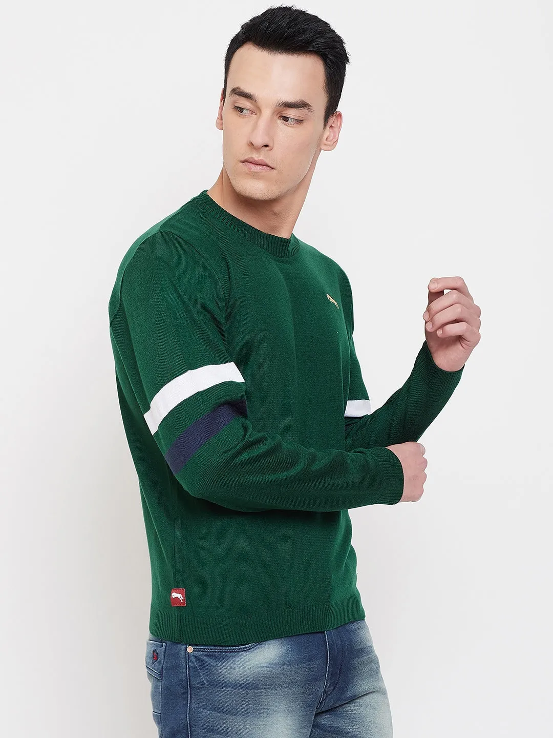 JUMP USA Men Green Solid Sweater