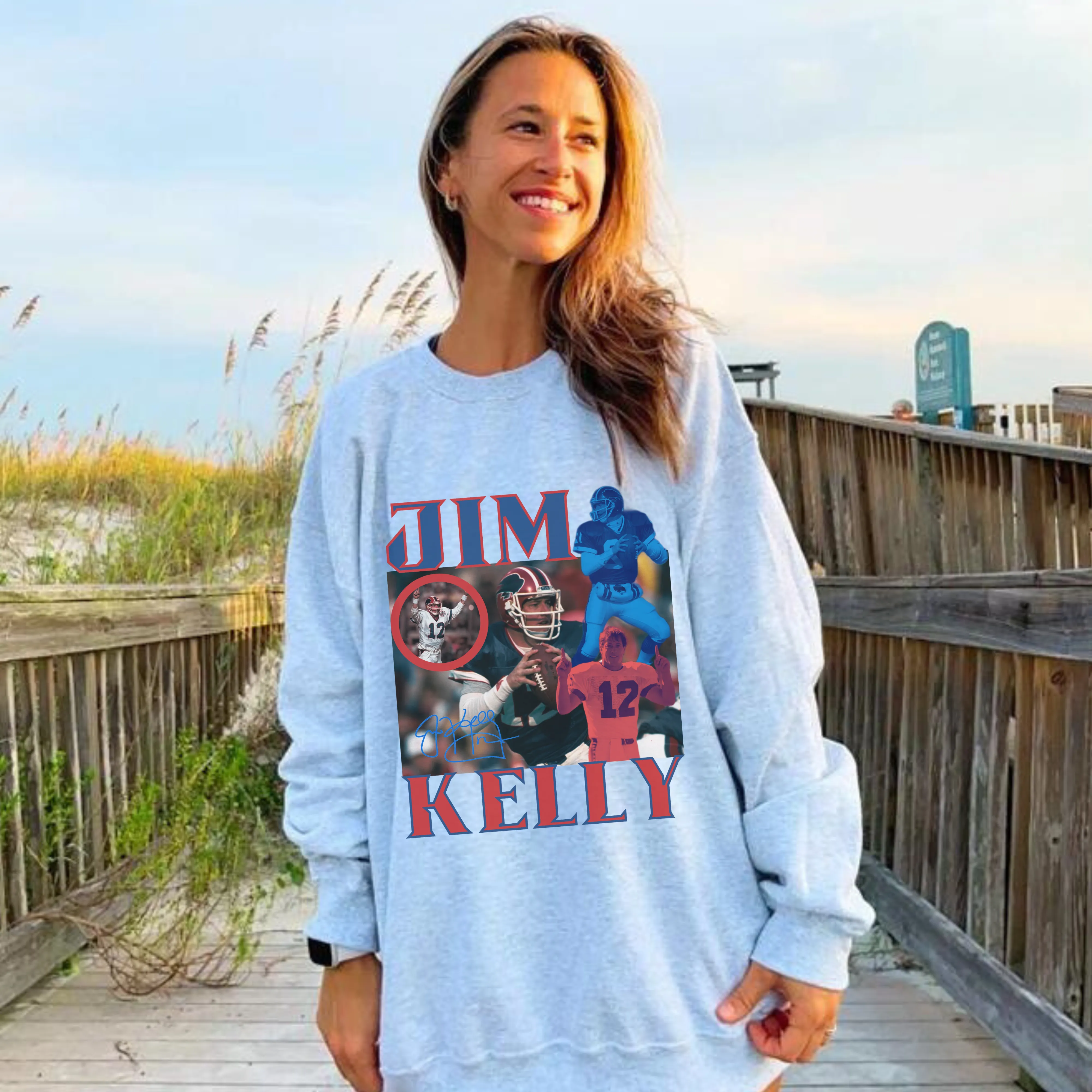 Kelly Retro Buffalo Football Crewneck, Bills Vintage Style Sweatshirt