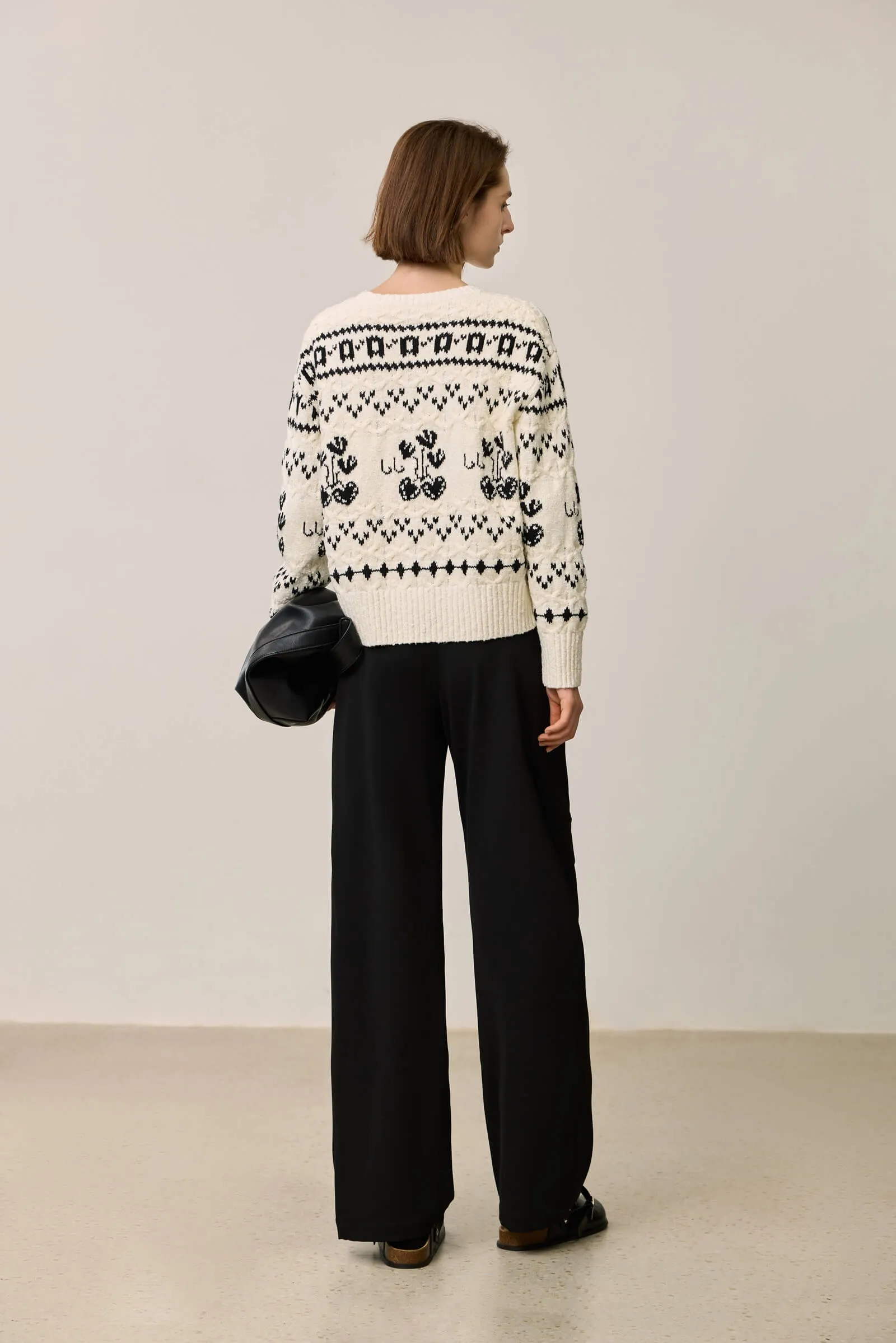 LILY Retro Fair Isle Crewneck Knit Sweater