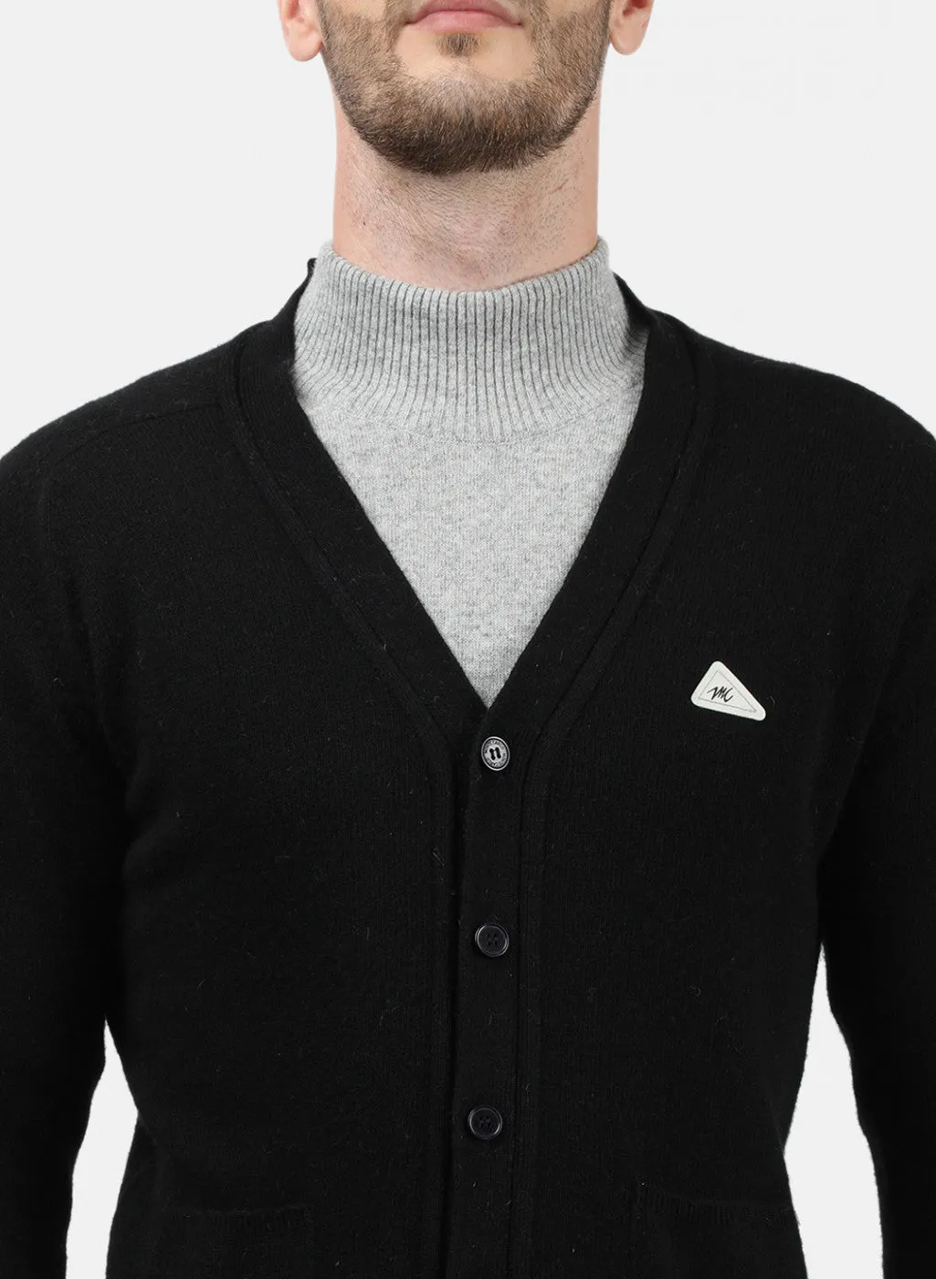 Men Black Solid Cardigan