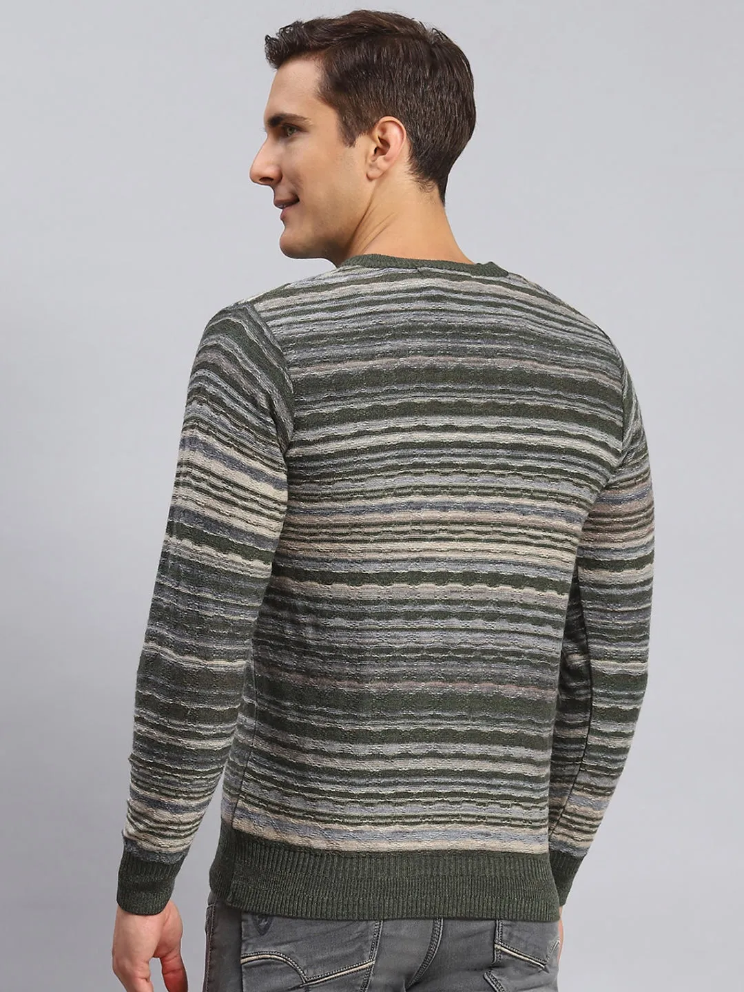 Men Multicolor Self Design V Neck Full Sleeve Sweaters/Pullovers