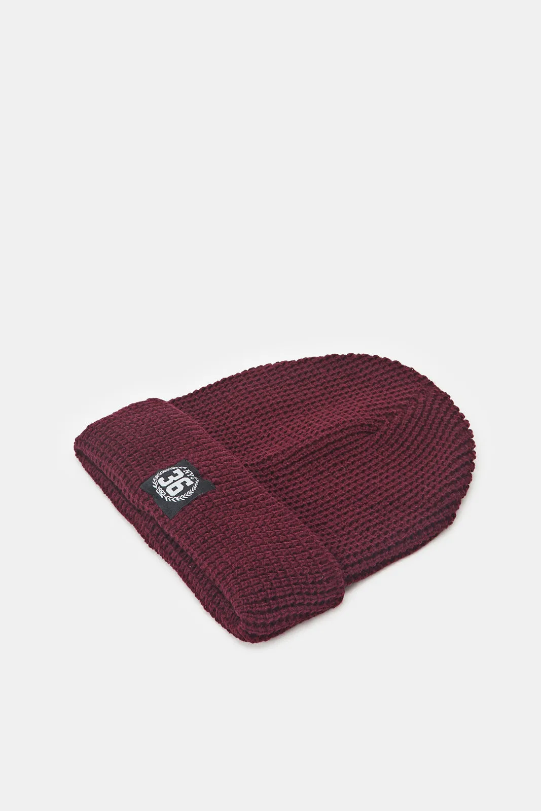 Men Navy And Burgundy Knitted Cap Set (Pack Of 2)