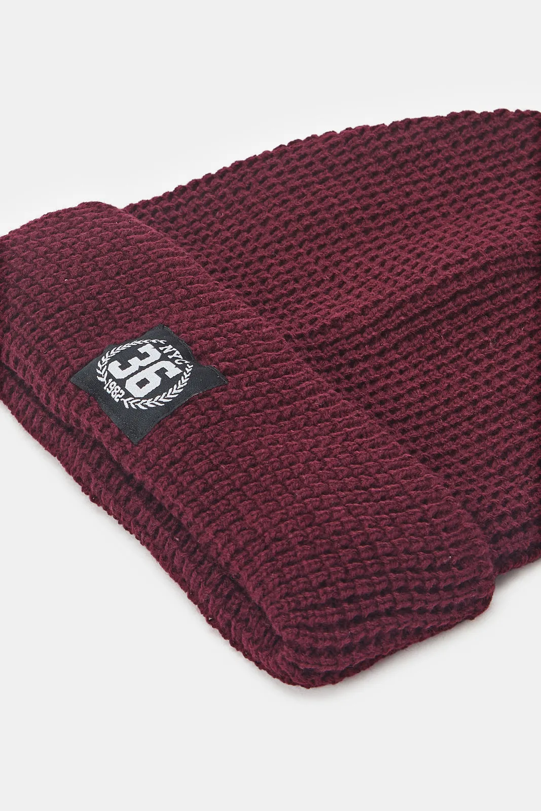 Men Navy And Burgundy Knitted Cap Set (Pack Of 2)