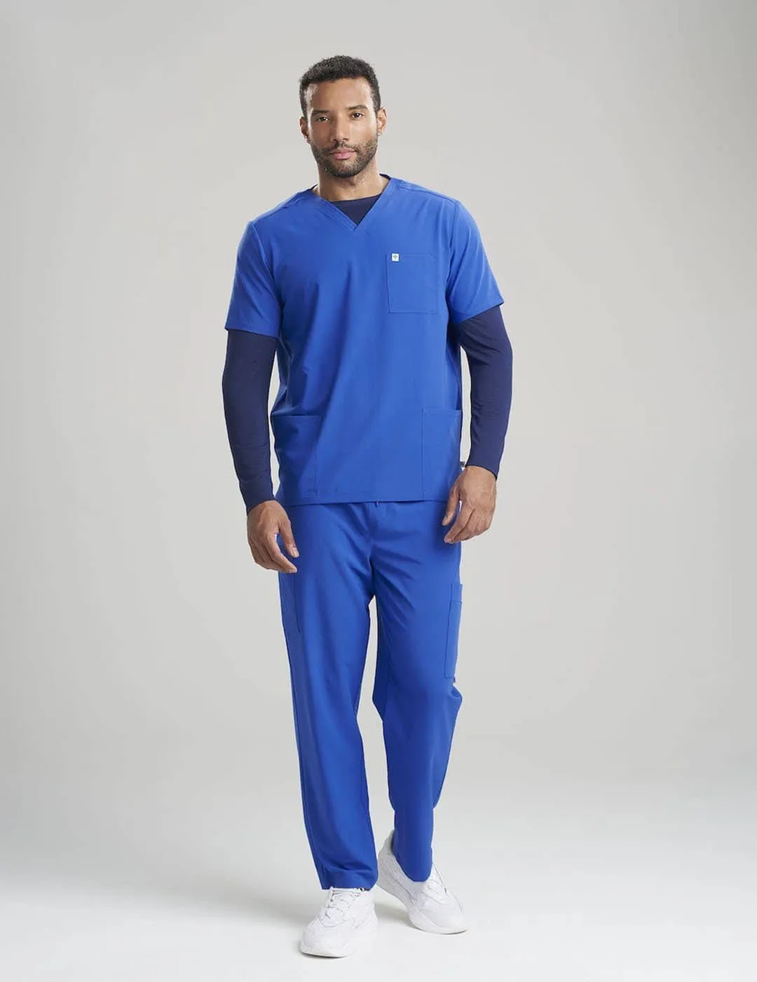 Mens 3-Pocket V-Neck Scrub Top - Royal Blue