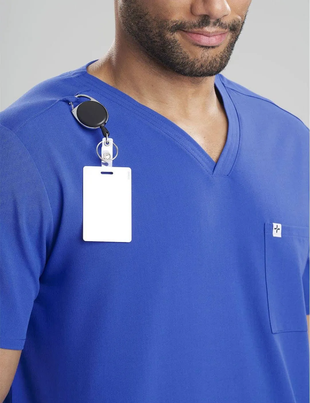 Mens 3-Pocket V-Neck Scrub Top - Royal Blue