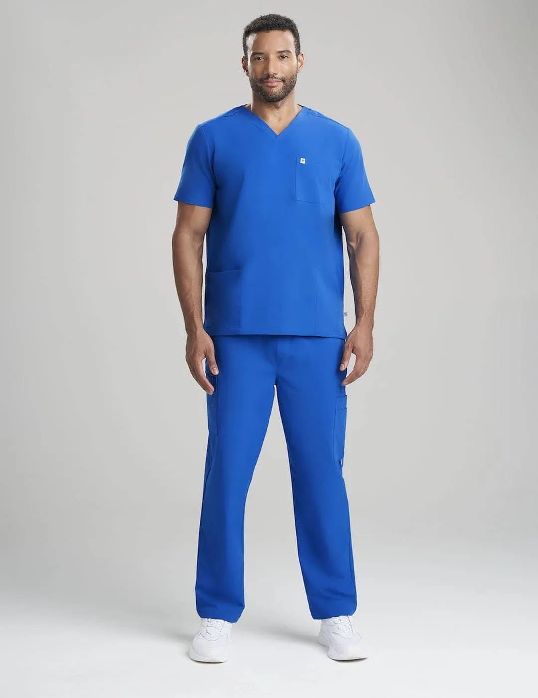 Mens 3-Pocket V-Neck Scrub Top - Royal Blue