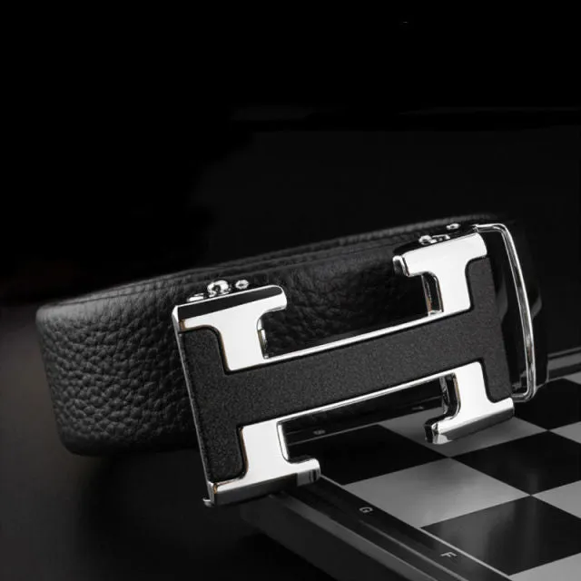 Men's Automatic Adjustable Metal Buckle Leather Belt