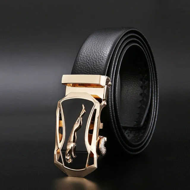 Men's Automatic Adjustable Metal Buckle Leather Belt