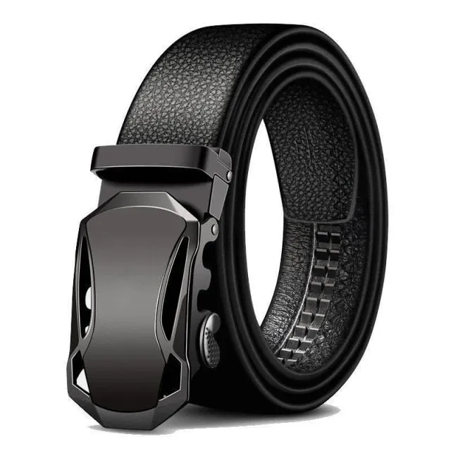 Men's Automatic Adjustable Metal Buckle Leather Belt