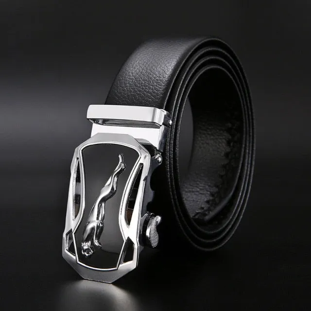 Men's Automatic Adjustable Metal Buckle Leather Belt