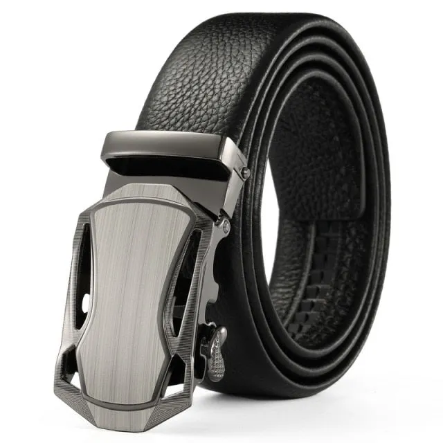 Men's Automatic Adjustable Metal Buckle Leather Belt