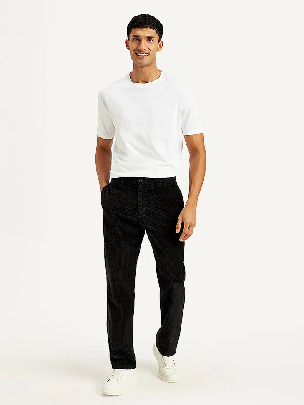 Men's Black Straight Fit Chinos