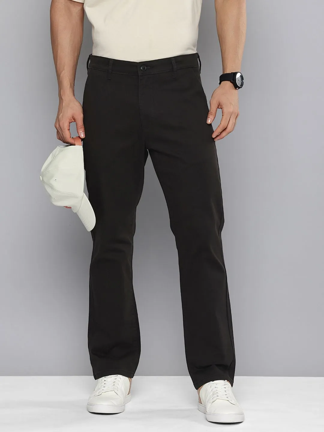 Men's Black Tapered Chinos