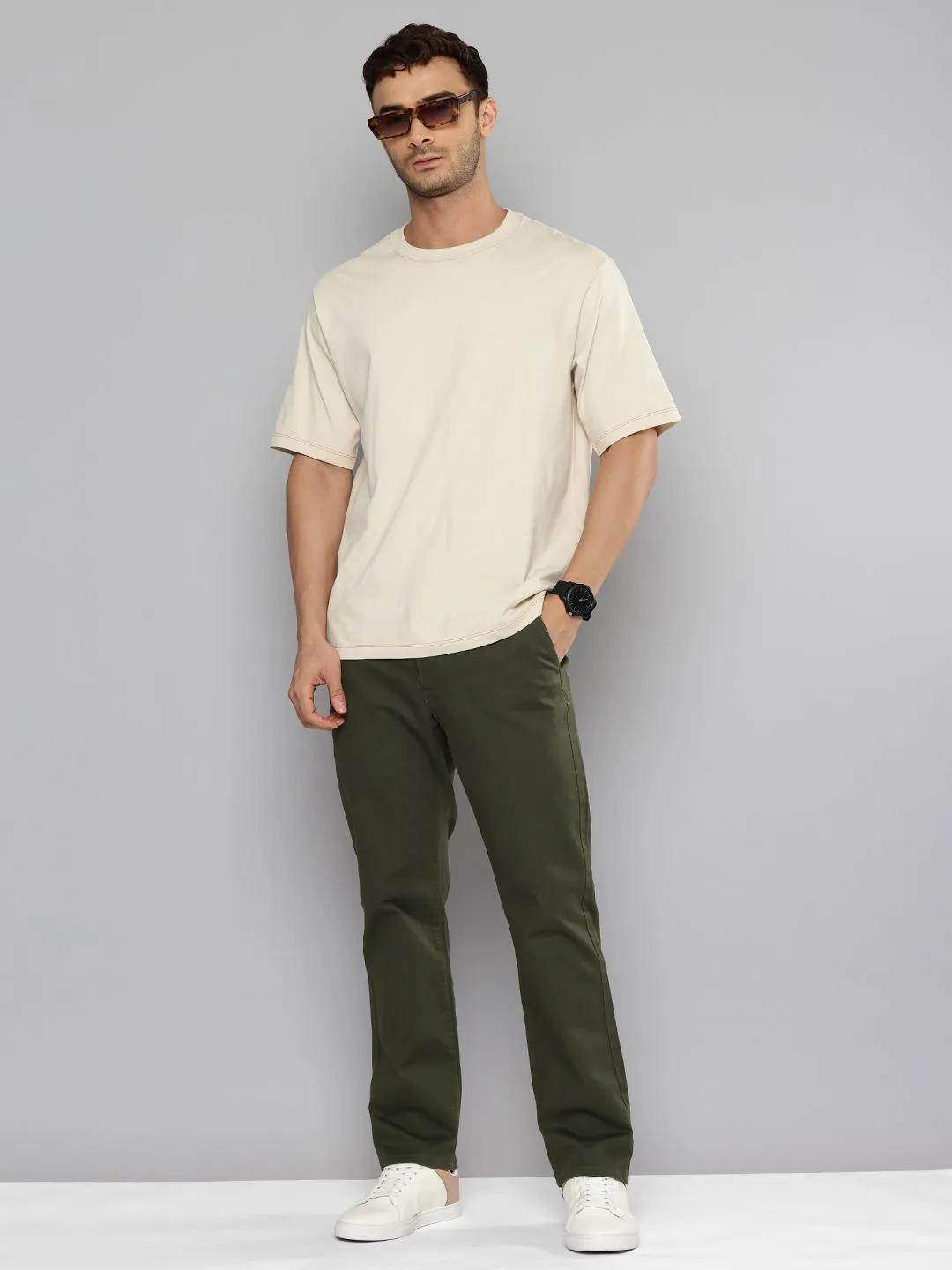 Men's Green Tapered Chinos