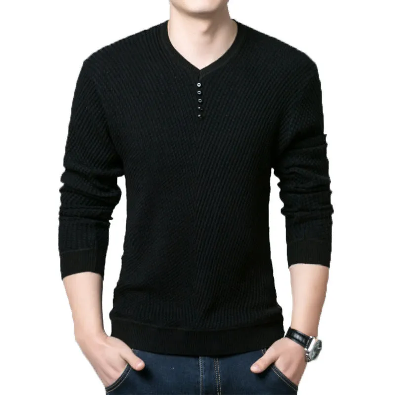 Men's Korean V neck striped sweater for winters